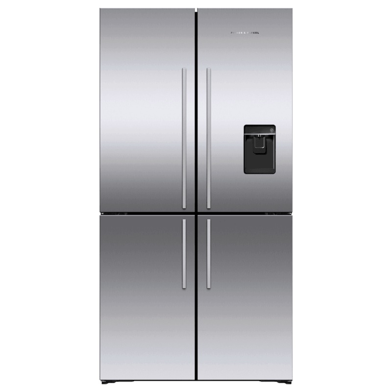 Fisher & Paykel RF203QDUVX1 Freestanding Quad Door Refrigerator Freezer, 36", 18.9 Cu Ft, Ice & Water
