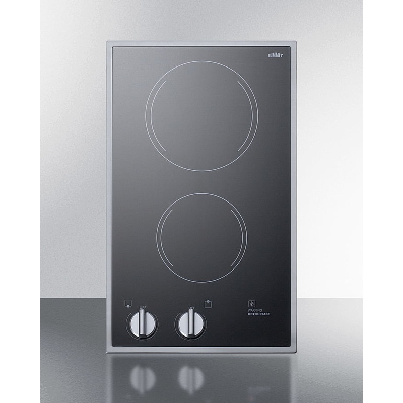 Summit CR2B22ST 12" Wide 220/240V 2-Burner Radiant Cooktop