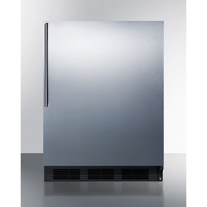Summit CT663BKSSHV Freestanding Counter Height Refrigerator-Freezer For Residential Use, Cycle Defrost With A Stainless Steel Wrapped Door, Thin Handle, And White Cabinet