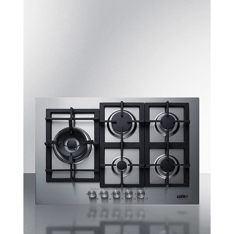 Summit GCJ5SS 30" Wide 5-Burner Gas Cooktop In Stainless Steel