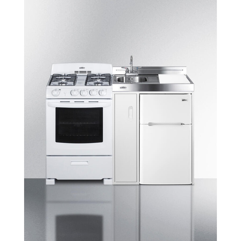 Summit ACK54GASW 54" Wide All-In-One Kitchenette With Gas Range