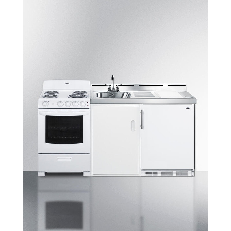Summit ACK72COILW 72" Wide All-In-One Kitchenette With Electric Coil Range