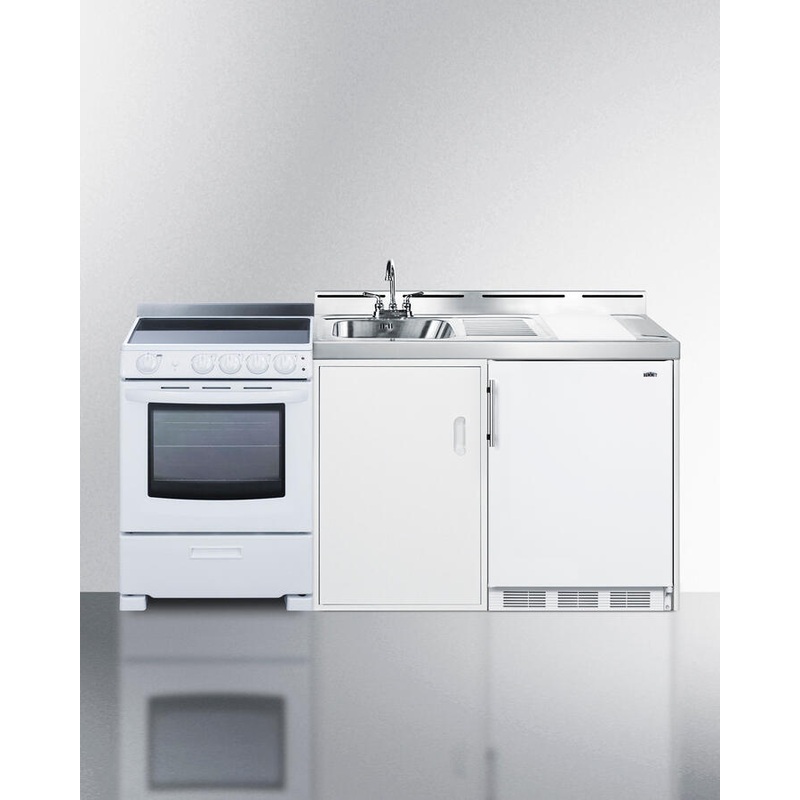 Summit ACK72ELSTW 72" Wide All-In-One Kitchenette With Electric Range