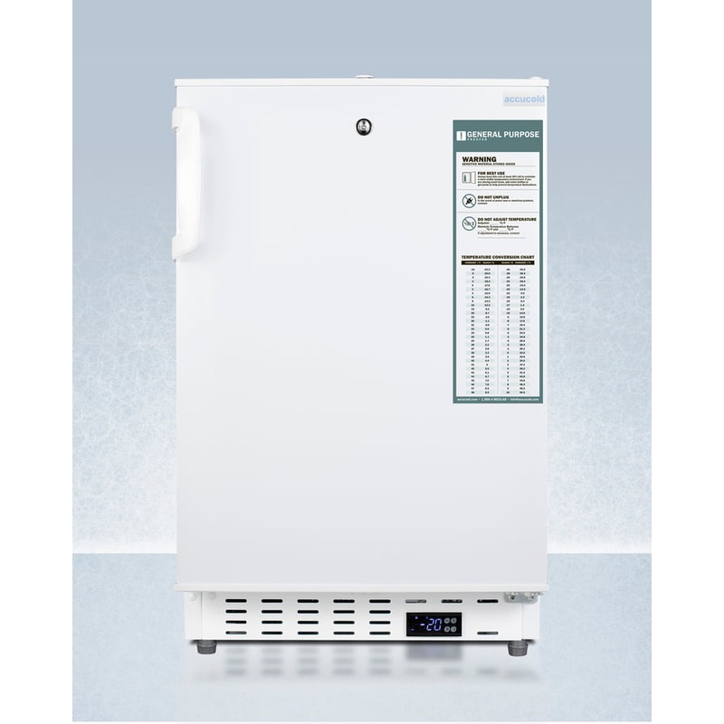 Summit ADA305AF Built-In Undercounter -25 C Ada Compliant Commercially-Approved All-Freezer In White With Lock, Digital Controls, Interior Baskets, Hospital Cord With 'Green Dot' Plug, Factory Installed Access Port, And Manual Defrost Operation