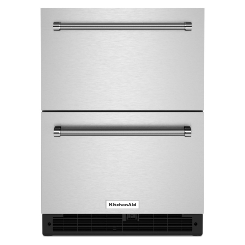 Kitchenaid KUDR204KSB 24" Stainless Steel Undercounter Double-Drawer Refrigerator - Black Cabinet/Stainless Doors