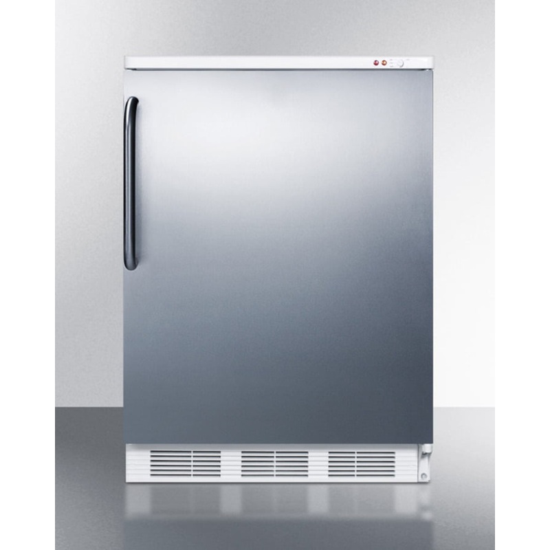 Summit VT65MSSTB Freestanding Medical All-Freezer Capable Of -25 C Operation, With Wrapped Stainless Steel Door And Towel Bar Handle