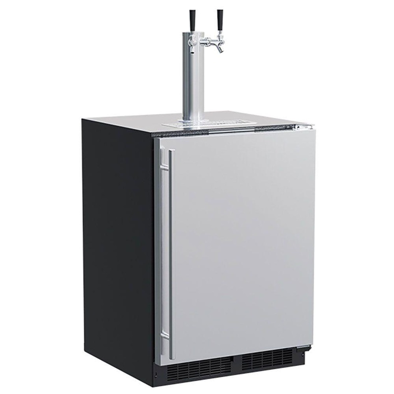 Marvel MLKR224SSB1A 24-In Built-In Dispenser With Twin Beer & Beverage Tap With Door Style - Stainless Steel, Dispenser Type - Twin Beer