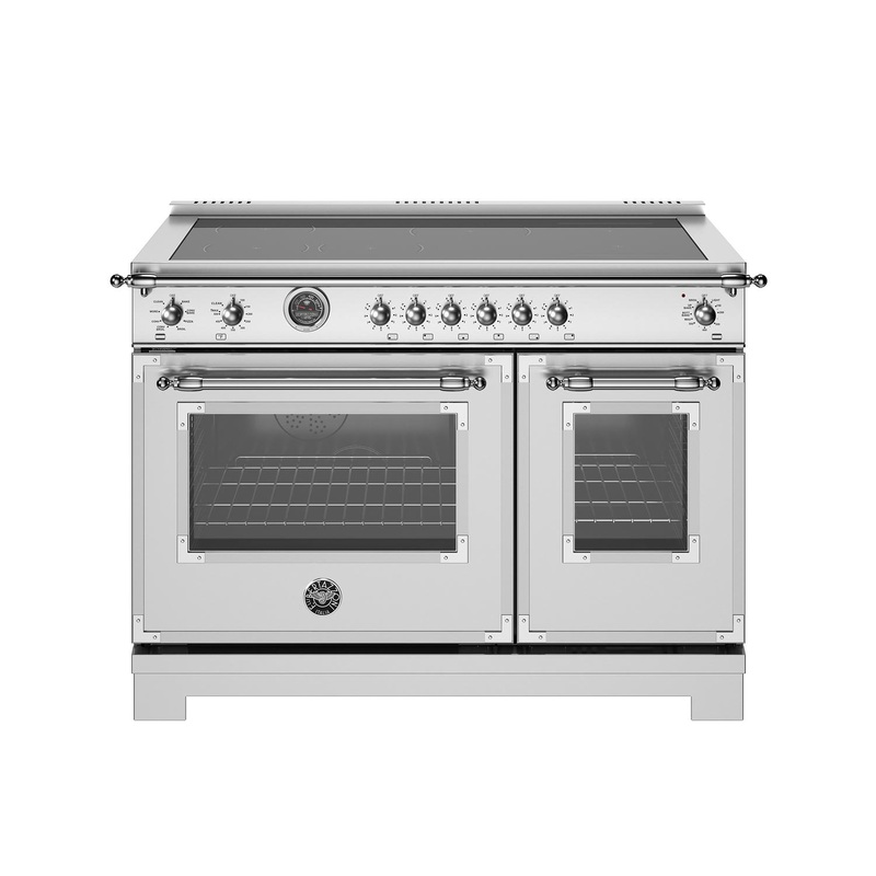 Bertazzoni HER486IGFEPXT 48 Inch Induction Range, 6 Heating Zones And Cast Iron Griddle, Electric Self-Clean Oven Stainless Steel