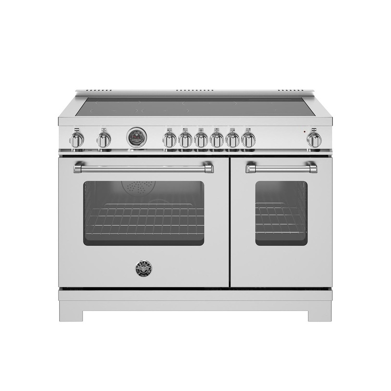 Bertazzoni MAS486IGFEPXT 48 Inch Induction Range, 6 Heating Zones And Cast Iron Griddle, Electric Self-Clean Oven Stainless Steel