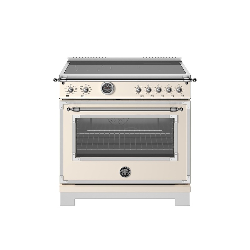 Bertazzoni HER365ICFEPAVT 36 Inch Induction Range, 5 Heating Zones And Cast Iron Griddle, Electric Self-Clean Oven Avorio