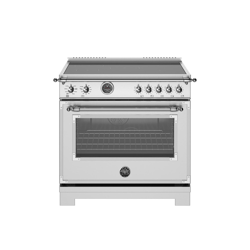 Bertazzoni HER365ICFEPXT 36 Inch Induction Range, 5 Heating Zones And Cast Iron Griddle, Electric Self-Clean Oven Stainless Steel