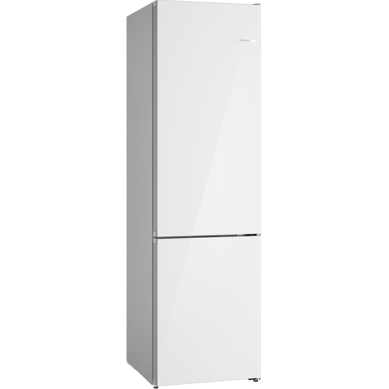 Bosch B24CB80ESW 800 Series Free-Standing Fridge-Freezer With Freezer At Bottom, Glass Door 24" White