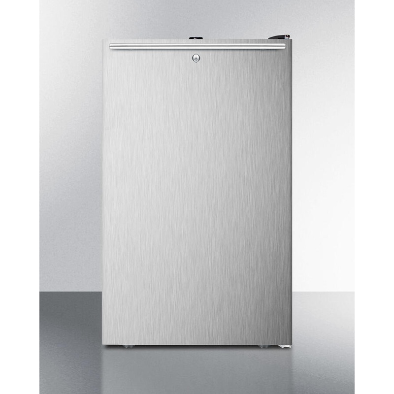 Summit FF521BLBISSHHADA Ada Compliant 20" Wide Built-In Undercounter All-Refrigerator For General Purpose Use, Auto Defrost With A Lock, Ss Door, Horizontal Handle And Black Cabinet