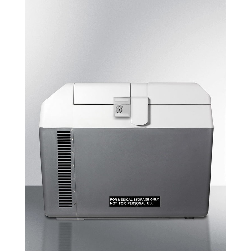 Summit SPRF26M Portable 12V/24V Cooler Capable Of Operation As Refrigerator (2-8(Degree)C) Or Freezer (-15(Degree)C), With Factory-Installed Lock And Collapsible Trolley