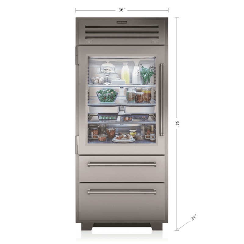 Sub-Zero PRO3650ALH 36" Pro Refrigerator/Freezer With Glass Door