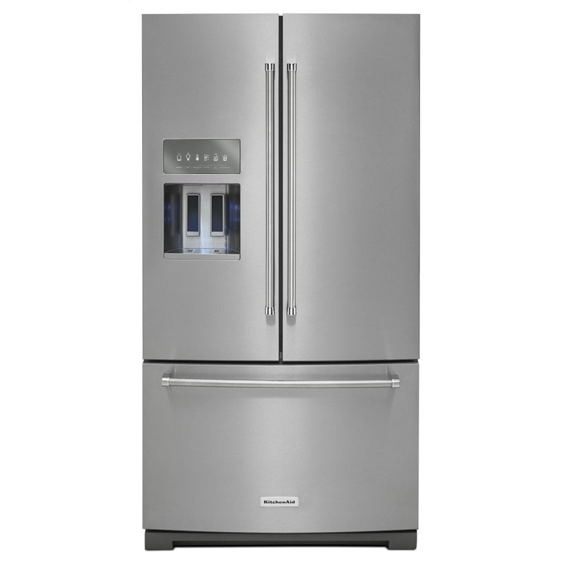 Kitchenaid KRFF507HPS 26.8 Cu. Ft. 36-Inch Width Standard Depth French Door Refrigerator With Exterior Ice And Water And Printshield Finish - Stainless Steel With Printshield Finish