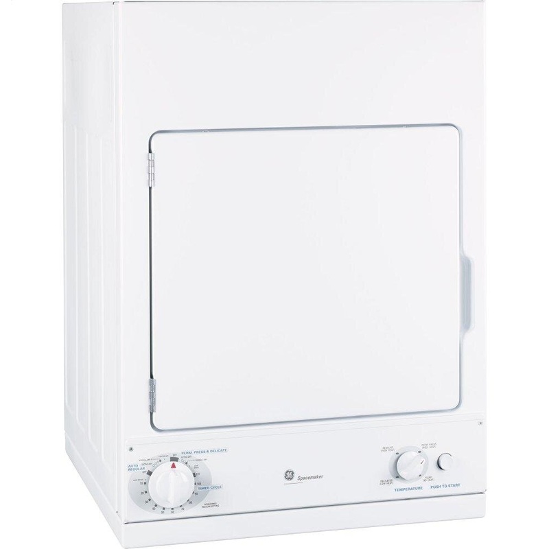 Ge Appliances DSKS433EBWW Ge Spacemaker 240V 3.6 Cu. Ft. Capacity Stationary Electric Dryer