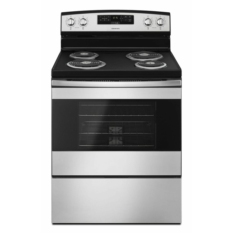 Amana ACR4303MFS 30-Inch Electric Range With Bake Assist Temps - Black-On-Stainless