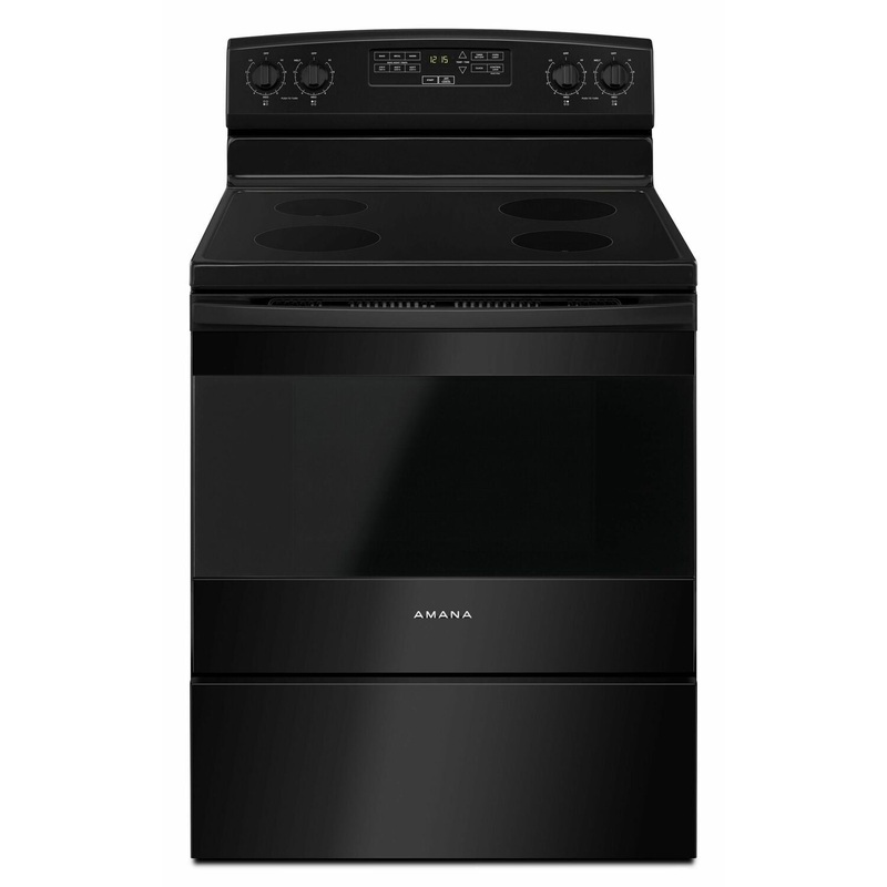Amana AER6303MFB 30-Inch Electric Range With Extra-Large Oven Window - Black