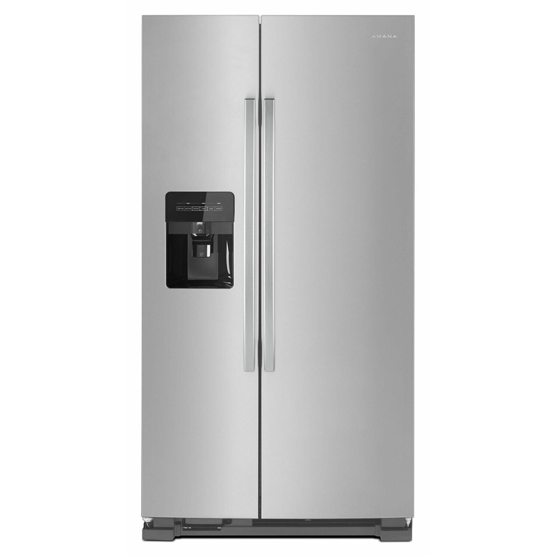 Amana ASI2175GRS 33-Inch Side-By-Side Refrigerator With Dual Pad External Ice And Water Dispenser - Black-On-Stainless