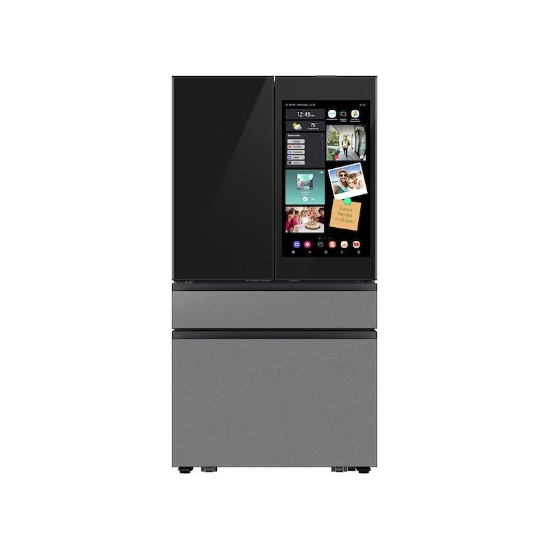 Samsung RF90F23AECRAA Bespoke 23 Cu. Ft. Counter Depth 4-Door French Door Refrigerator With Ai Family Hub+ & Ai Vision Inside In Charcoal Glass And Stainless Steel