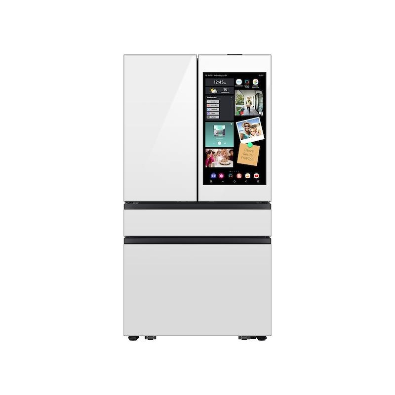 Samsung RF90F23AEWAA Bespoke 23 Cu. Ft. Counter Depth 4-Door French Door Refrigerator With Ai Family Hub+ Ai Vision Inside In White Glass