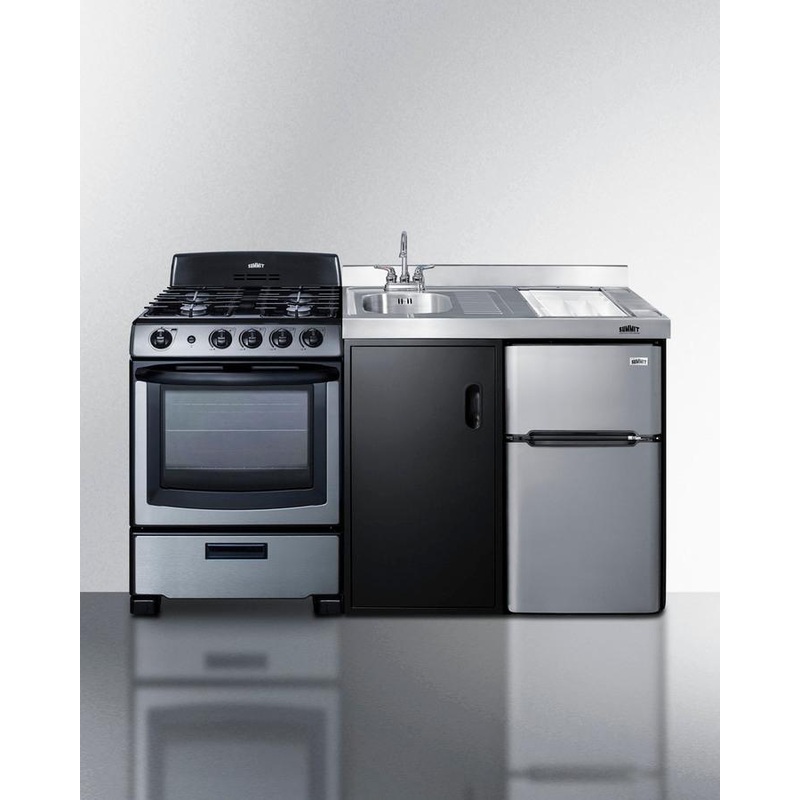 Summit ACK63GASBSS 63" Wide All-In-One Kitchenette With Gas Range