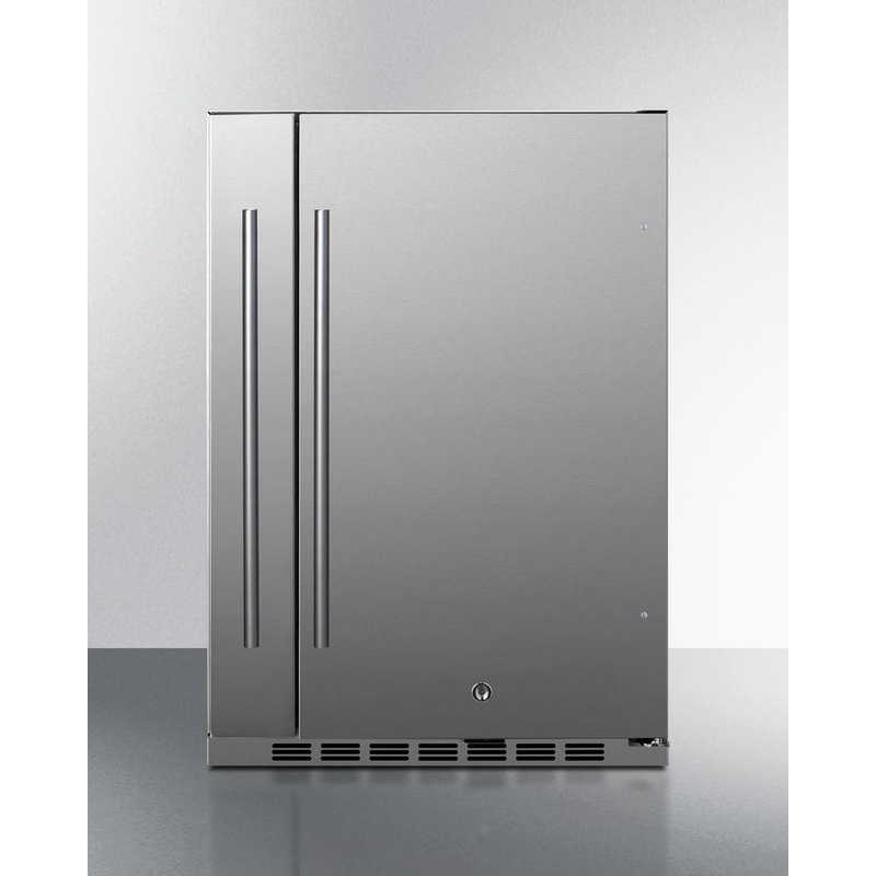 Summit SPR196OS24 Shallow Depth 24" Wide Outdoor Built-In All-Refrigerator With Slide-Out Storage Compartment