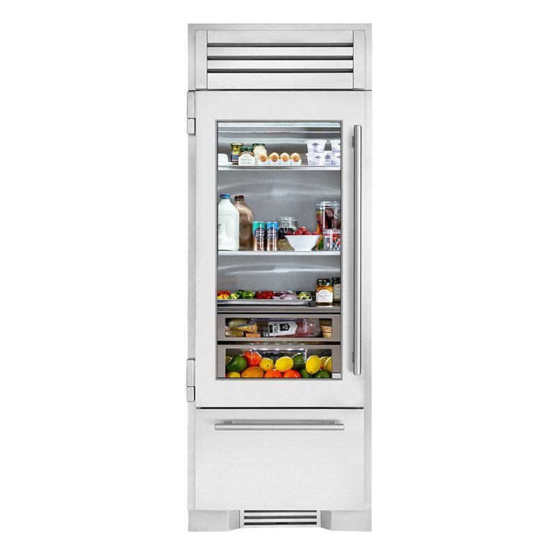 True Residential TR30RBFLSGA 30 Inch Stainless Glass Door Left Hinge Refrigerator With Bottom Freezer