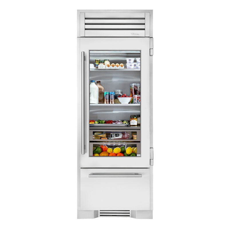 True Residential TR30RBFRSGA 30 Inch Stainless Glass Door Right Hinge Refrigerator With Bottom Freezer