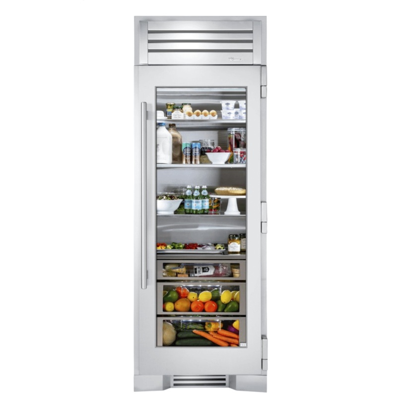 True Residential TR30REFRSGC 30 Inch Stainless Glass Door Right Hinge Refrigerator Column