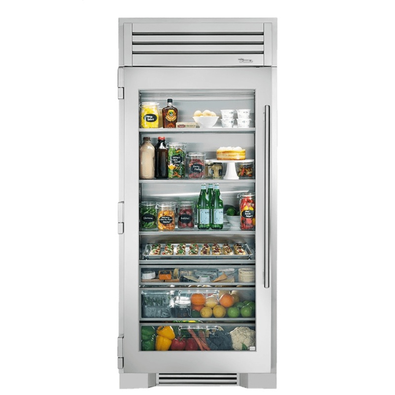 True Residential TR36REFLSGC 36 Inch Stainless Glass Door Left Hinge Refrigerator Column