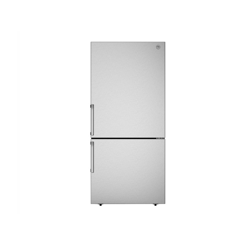 Bertazzoni REF31BMFIXNV 31 Inch Freestanding Bottom Mount Refrigerator With Ice Maker Stainless Steel