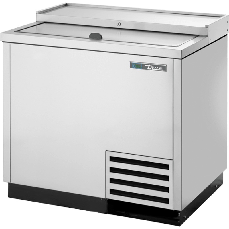 True Manufacturing Commercial TD3612SHC Solid Slide Lid Stainless Steel Deep Well Horizontal Bottle Cooler With Hydrocarbon Refrigerant