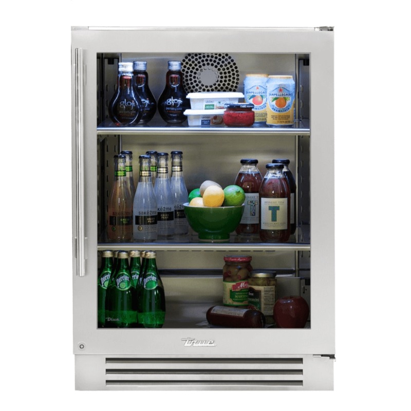 True Residential TUR24RSGC 24 Inch Stainless Glass Door Right Hinge Undercounter Refrigerator