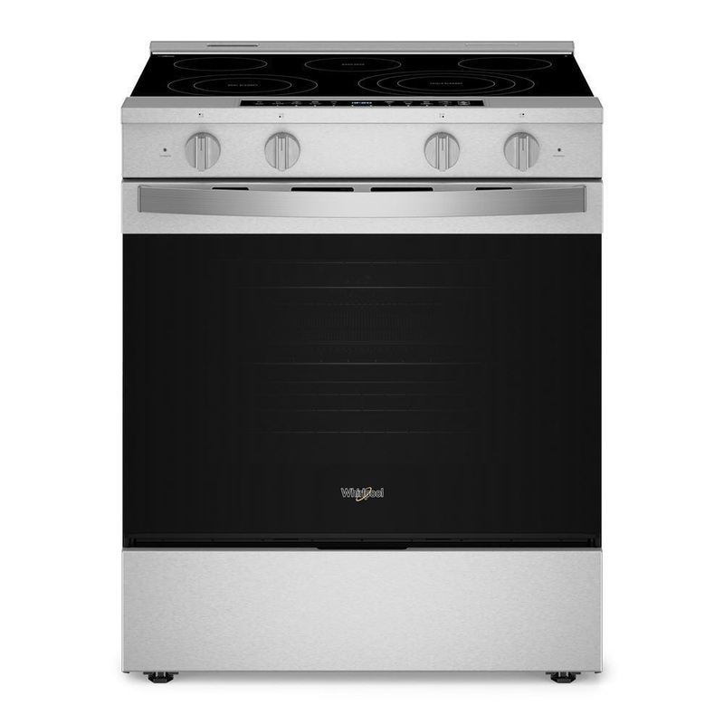 Whirlpool WSES7530RZ 30-Inch Smart Slide In Electric Range With Air Cooking Technology, No Preheat Air Fry, Wipeclean Coating, Steam/Self Clean And High Speed Preheat