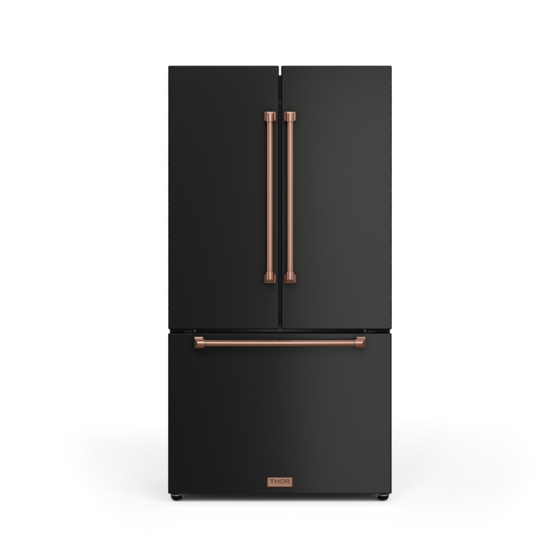 Thor Kitchen RF3621CTD00RSG 36 Inch 20.3 Cu Ft French Door Counter Depth Refrigerator With Ice Maker In Black/Rose Gold Gordon Ramsay Series - Rf3621Ctd00-Rsg