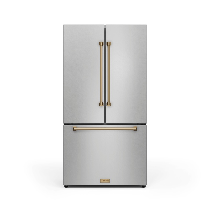 Thor Kitchen RF3621CTD99BRZ 36 Inch 20.3 Cu Ft French Door Counter Depth Refrigerator With Ice Maker In Stainless Steel/Bronze Gordon Ramsay Series - Rf3621Ctd99-Brz