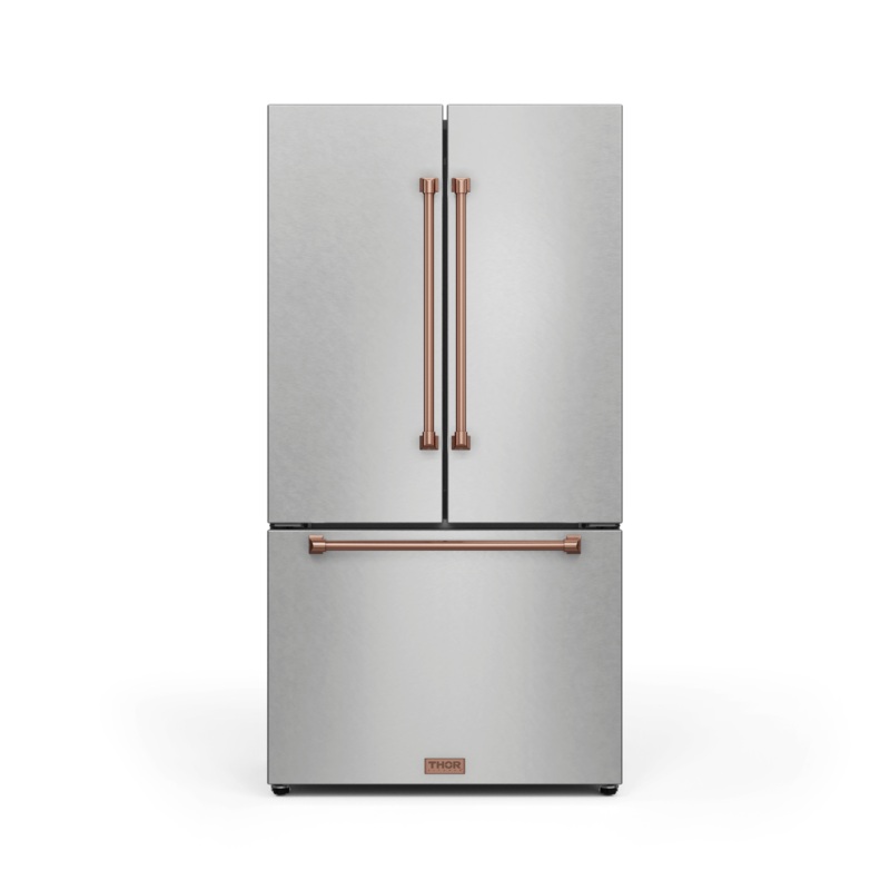 Thor Kitchen RF3621CTD99RSG 36 Inch 20.3 Cu Ft French Door Counter Depth Refrigerator With Ice Maker In Stainless Steel/Rose Gold Gordon Ramsay Series - Rf3621Ctd99-Rsg