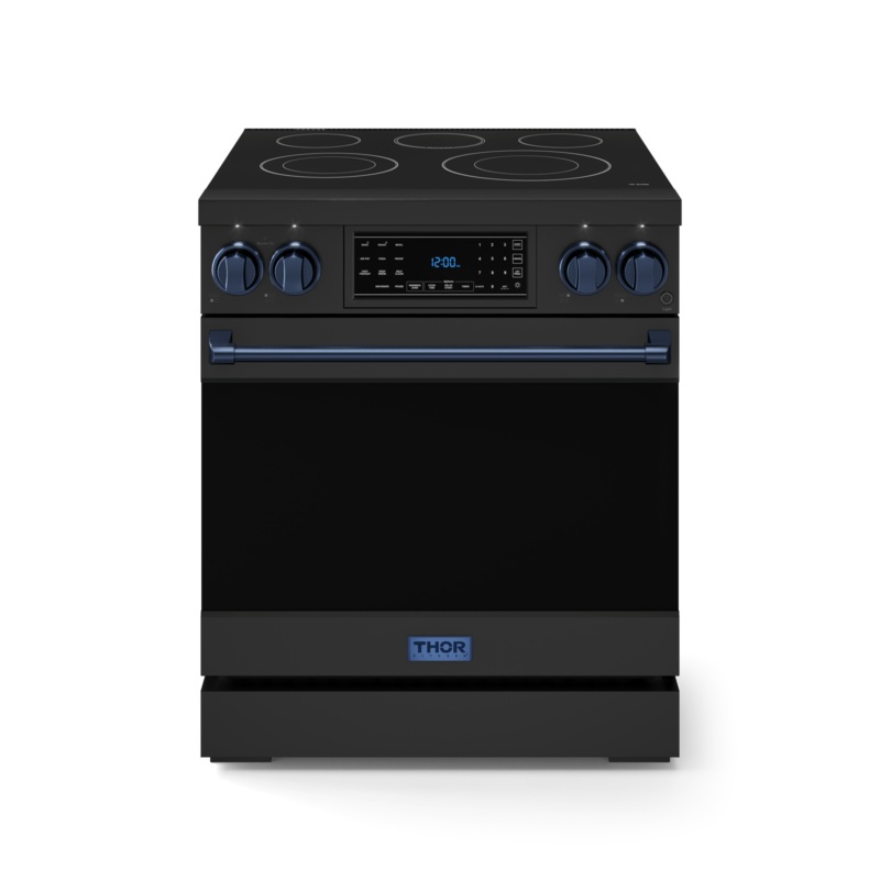 Thor Kitchen RSE30BBLU 30 Inch Professional Electric Range With Tilt Panel Touch Control In Black/Navy Blue Gordon Ramsay Series - Rse30B-Blu