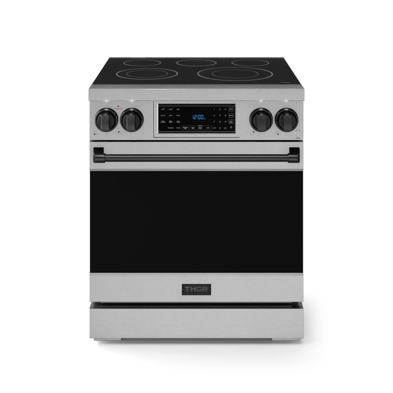 Thor Kitchen RSE30BLK 30 Inch Professional Electric Range With Tilt Panel Touch Control In Stainless Steel/Black Gordon Ramsay Series - Rse30-Blk