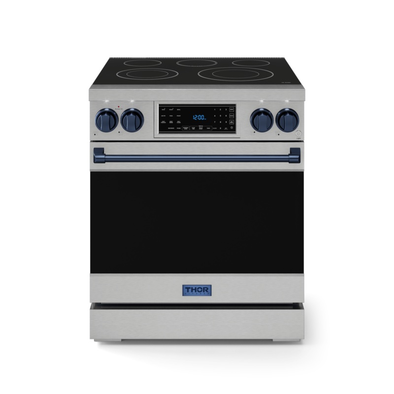 Thor Kitchen RSE30BLU 30 Inch Professional Electric Range With Tilt Panel Touch Control In Stainless Steel/Navy Blue Gordon Ramsay Series - Rse30-Blu