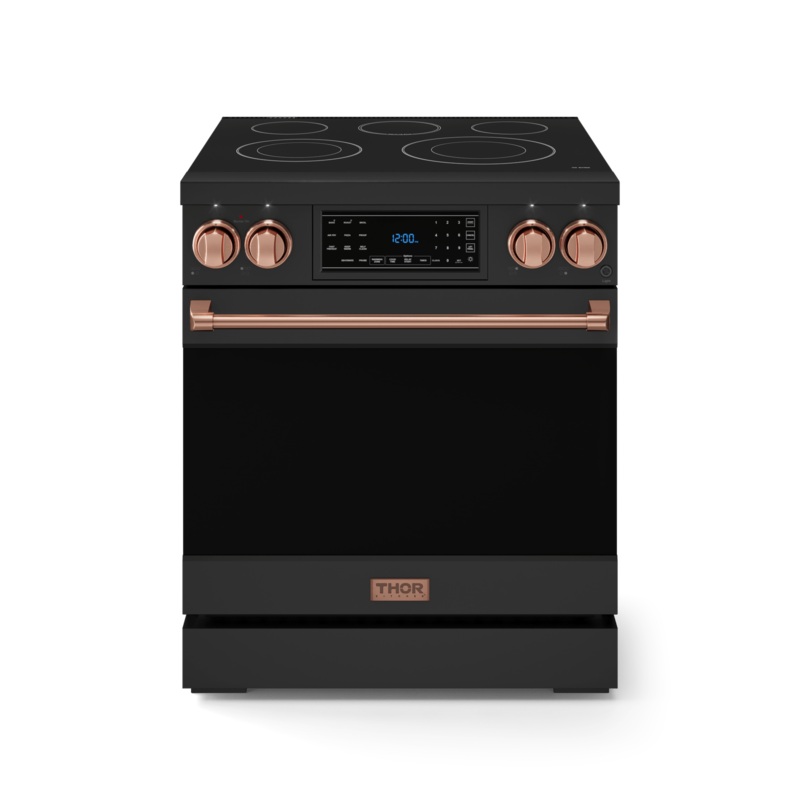 Thor Kitchen RSE30BRSG 30 Inch Professional Electric Range With Tilt Panel Touch Control In Black/Rose Gold Gordon Ramsay Series - Rse30B-Rsg
