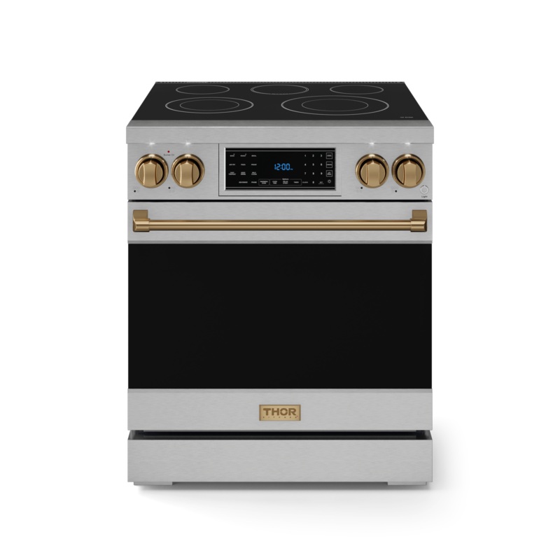 Thor Kitchen RSE30BRZ 30 Inch Professional Electric Range With Tilt Panel Touch Control In Stainless Steel/Bronze Gordon Ramsay Series - Rse30-Brz