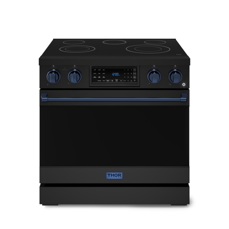 Thor Kitchen RSE36BBLU 36 Inch Professional Electric Range With Tilt Panel Touch Control In Black/Navy Blue Gordon Ramsay Series - Rse36B-Blu