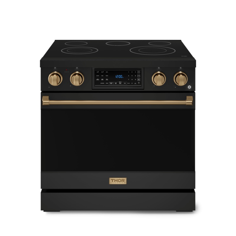 Thor Kitchen RSE36BBRZ 36 Inch Professional Electric Range With Tilt Panel Touch Control In Black/Bronze Gordon Ramsay Series - Rse36B-Brz