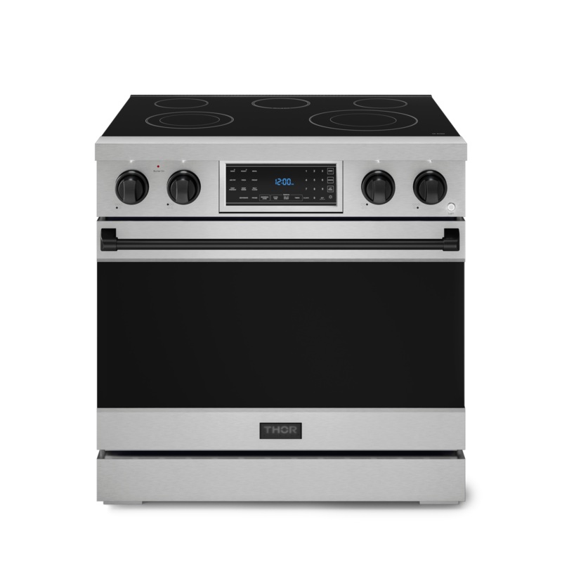 Thor Kitchen RSE36BLK 36 Inch Professional Electric Range With Tilt Panel Touch Control In Stainless Steel/Black Gordon Ramsay Series - Rse36-Blk