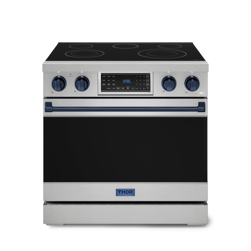 Thor Kitchen RSE36BLU 36 Inch Professional Electric Range With Tilt Panel Touch Control In Stainless Steel/Navy Blue Gordon Ramsay Series - Rse36-Blu