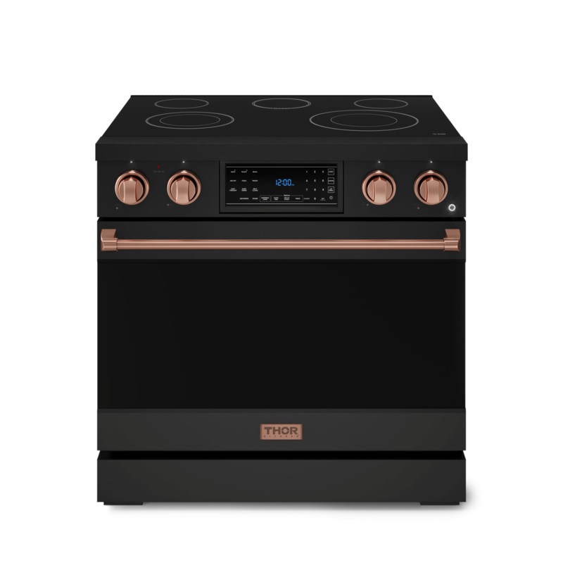 Thor Kitchen RSE36BRSG 36 Inch Professional Electric Range With Tilt Panel Touch Control In Black/Rose Gold Gordon Ramsay Series - Rse36B-Rsg